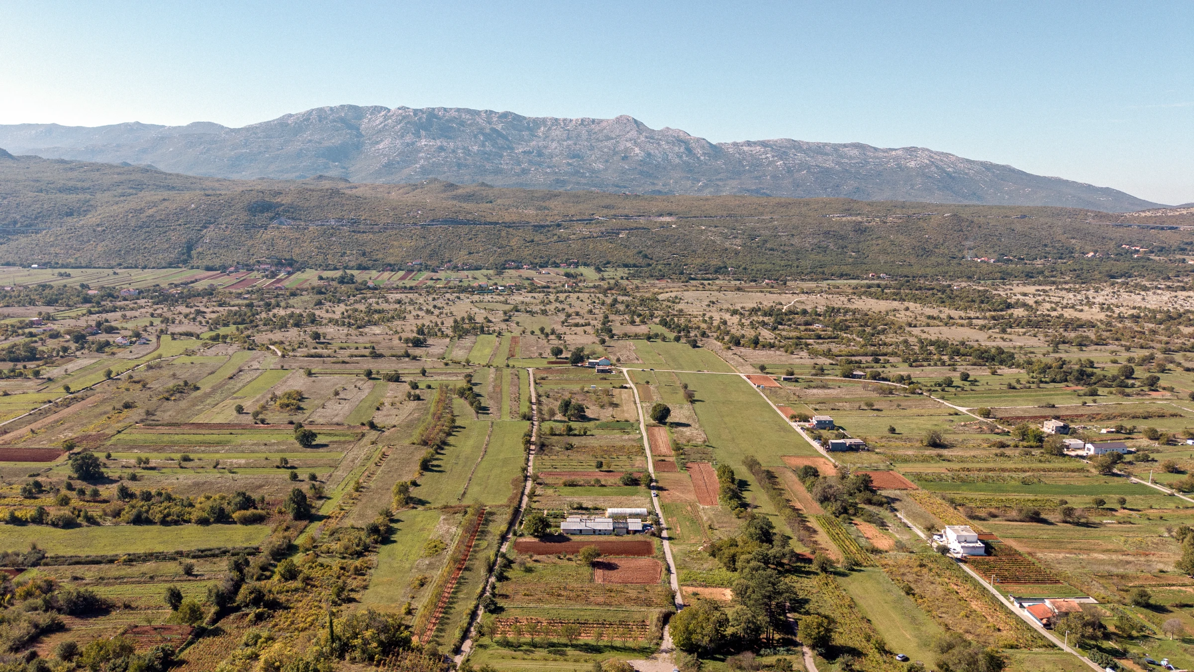 Aerial view of Mikrofarma Mrvica in the Bisko valley